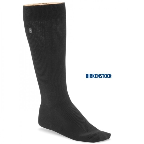 BIRKENSTOCK MENS BLACK COTTON POLY ELASTANE FOOTBED COMFORT SOLE SOCKS US M6-M8 - Picture 2 of 7